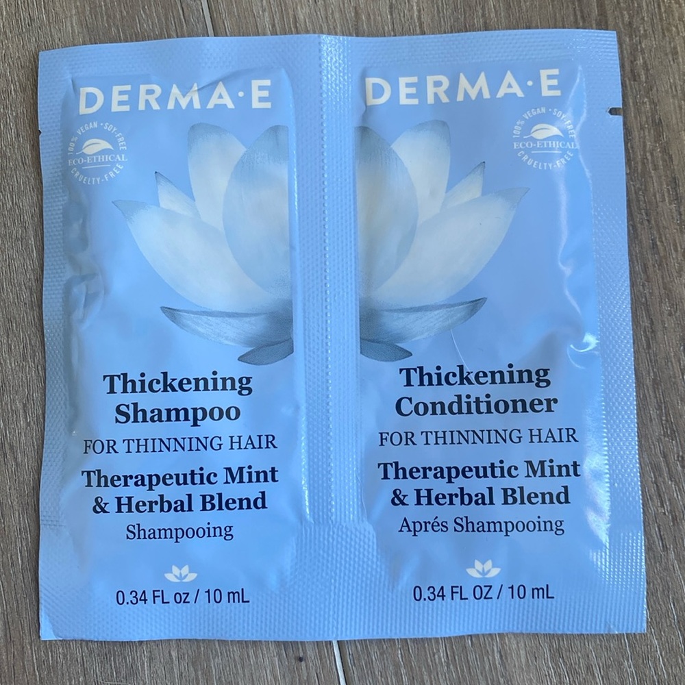 DERMA-E Thickening Shampoo & Conditioner for Thinning Hair 16 travel Packets .34